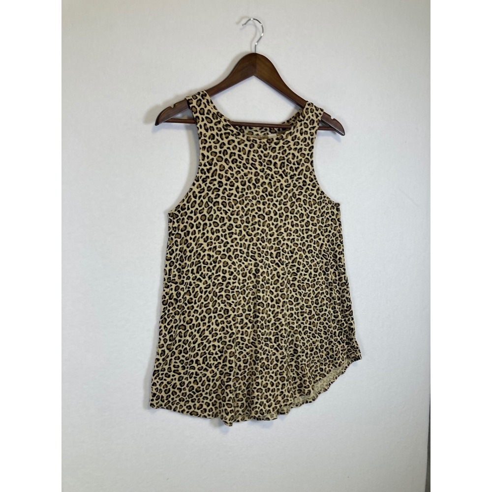 Old Navy Luxe Tank Top Womens Small Brown Leopard Print High Neck Sleeveless - Picture 9 of 9